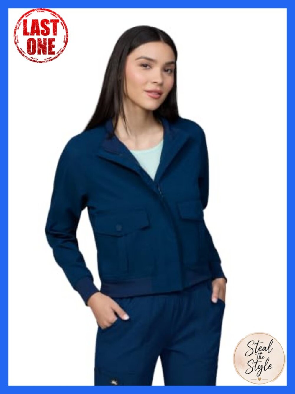 Cropped Polyester Casual Jacket Snap Pockets Zip Pockets